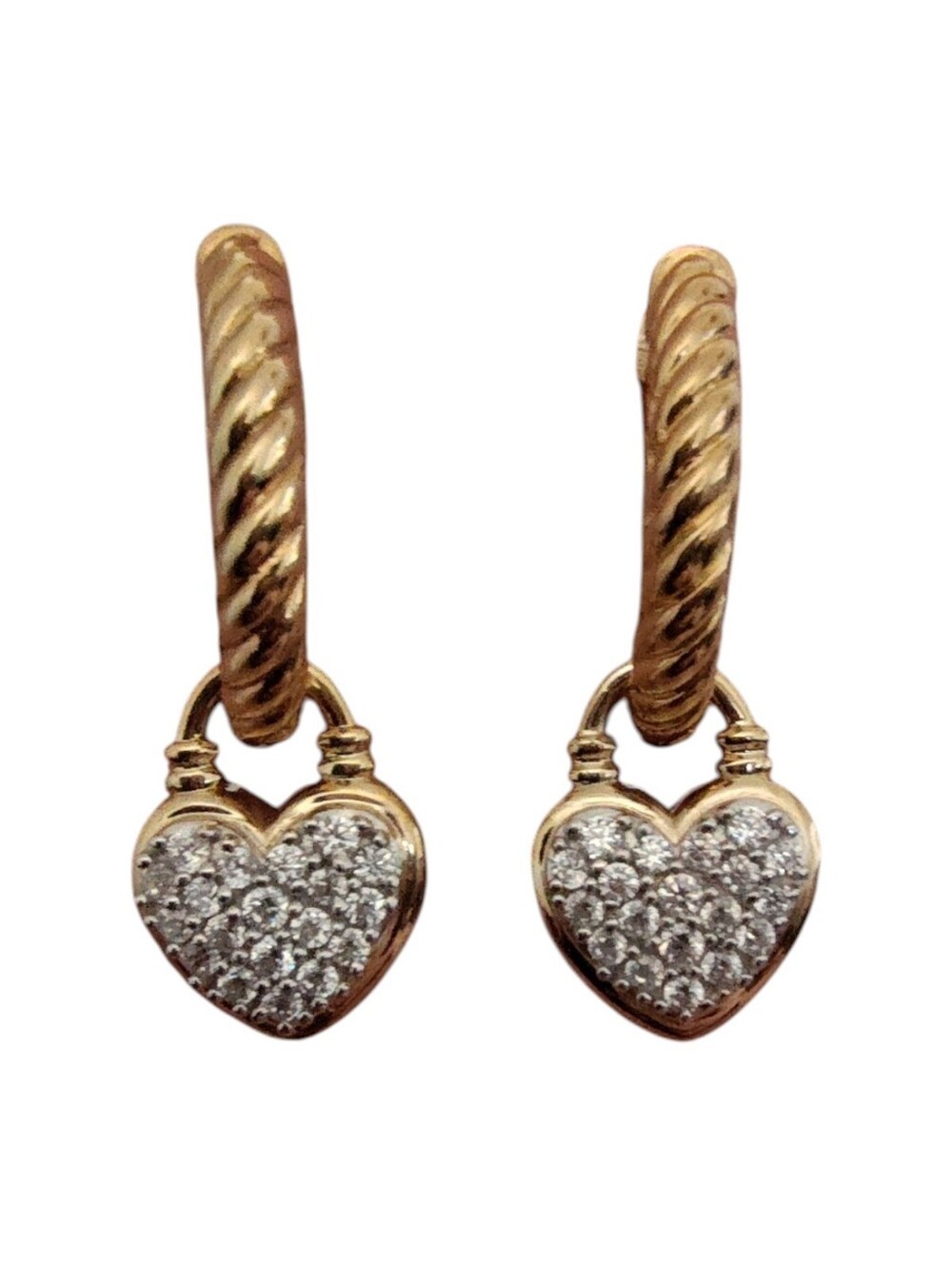 Charles Winston for Bella Luce® Heart Charm Hoop Earrings – Brand New